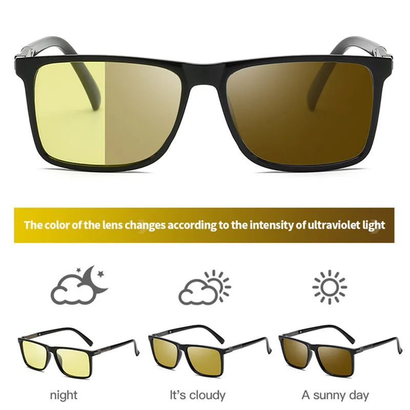 2024 New Square Sunglasses | Polarized Driving Photochromic Day Night Vision Goggle Glasses | Women UV400 Men Sunglasses | Alo Trendy