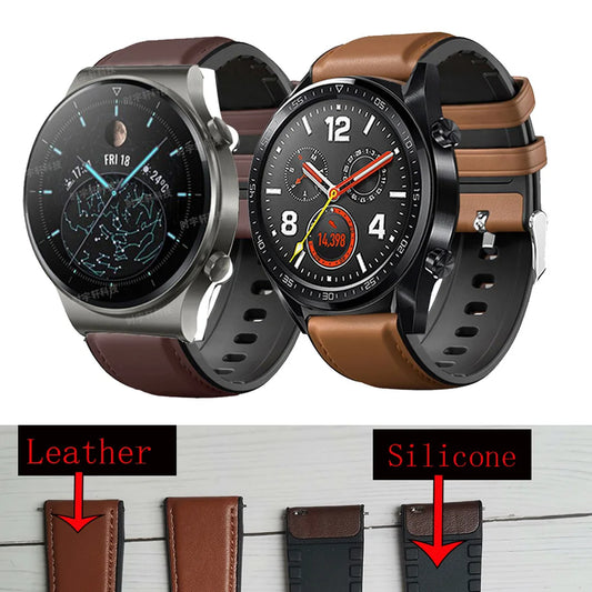 Watch Band 22mm Leather Strap For Huawei GT 2 GT2 Pro | Watch Strap Replacements Honor Magic 1 2/GT4 3 2 46mm Watch Mens Strap | Alo Trendy