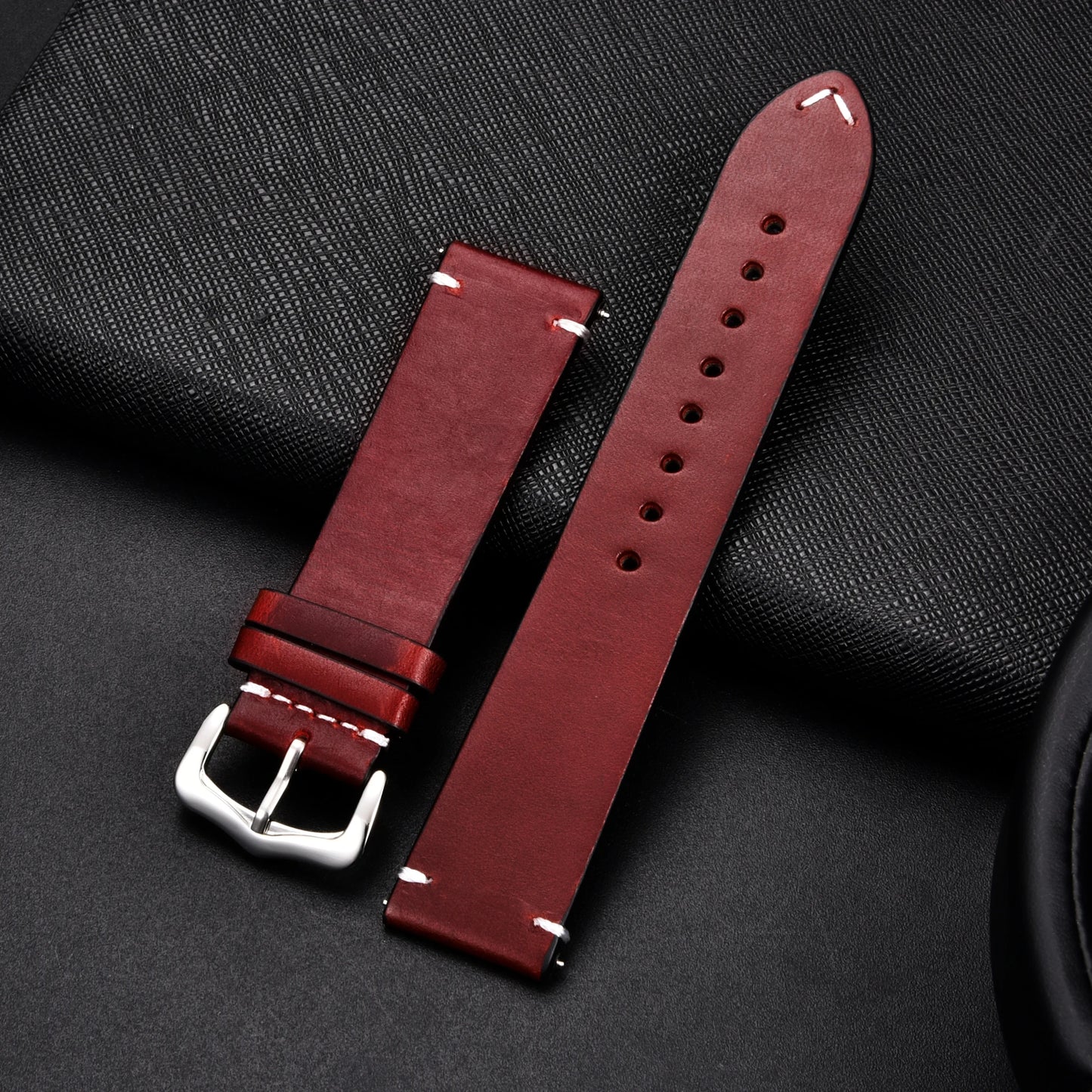 Retro Genuine Leather Strap | Oil Wax Oily Discoloration Cowhide Leather Watchband | 18mm 20mm 22mm 24mm High Quality Business Watch Band