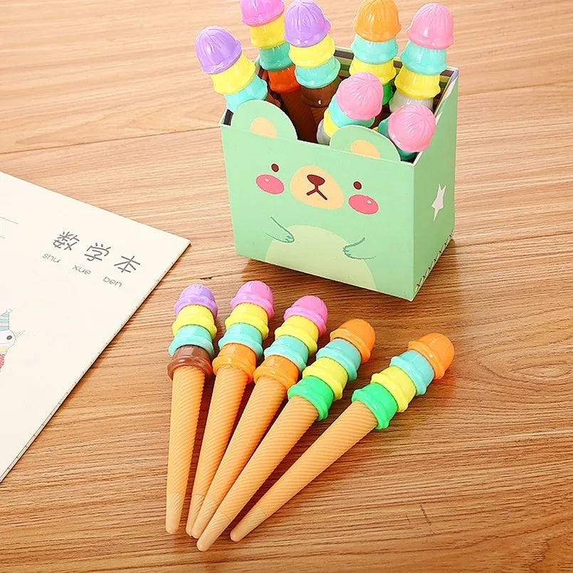 20 Pcs Cartoon Ice Cream Gel Pen Wholesale | Creative Stationery Cute Student Office School Writing Tools | Alo Trendy