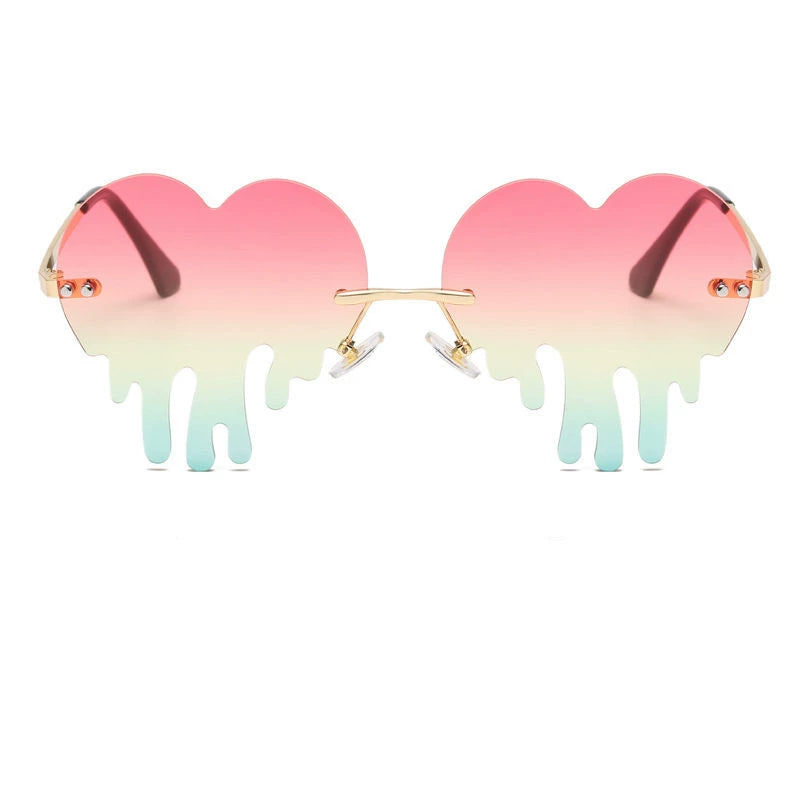 New Heart-Shaped Sunglasses Female | Asymmetrical Melting Glasses | Ball Party Concave Shape Real Film Large Frame Sunglasses | Alo Trendy