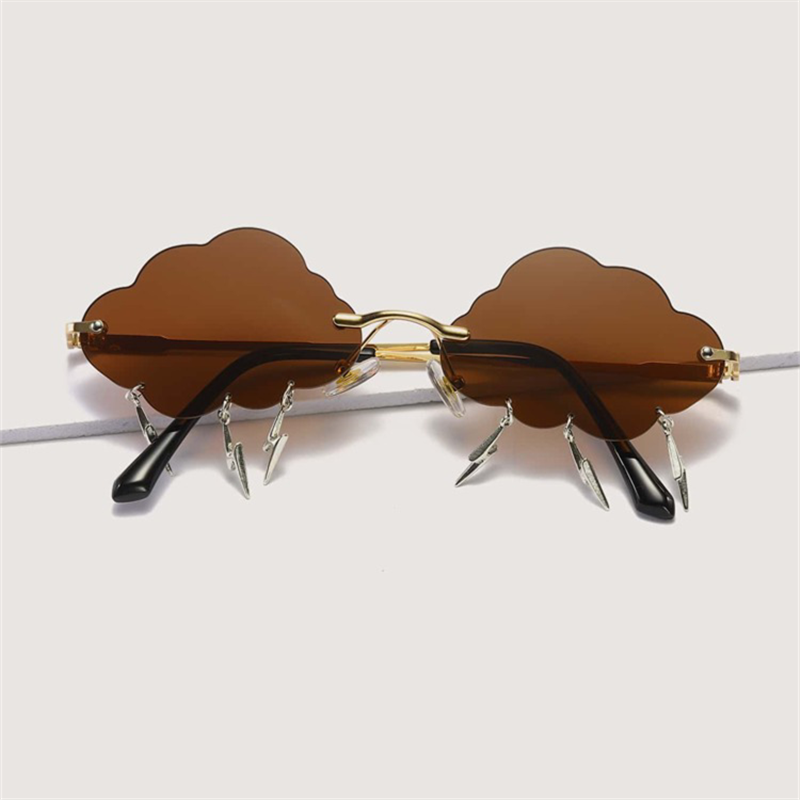 Fashion New Stylish Cloud Lightning Decorative Concave Shape Sunglasses | Street Shot TikTok Funny Sunglasses | Alo Trendy