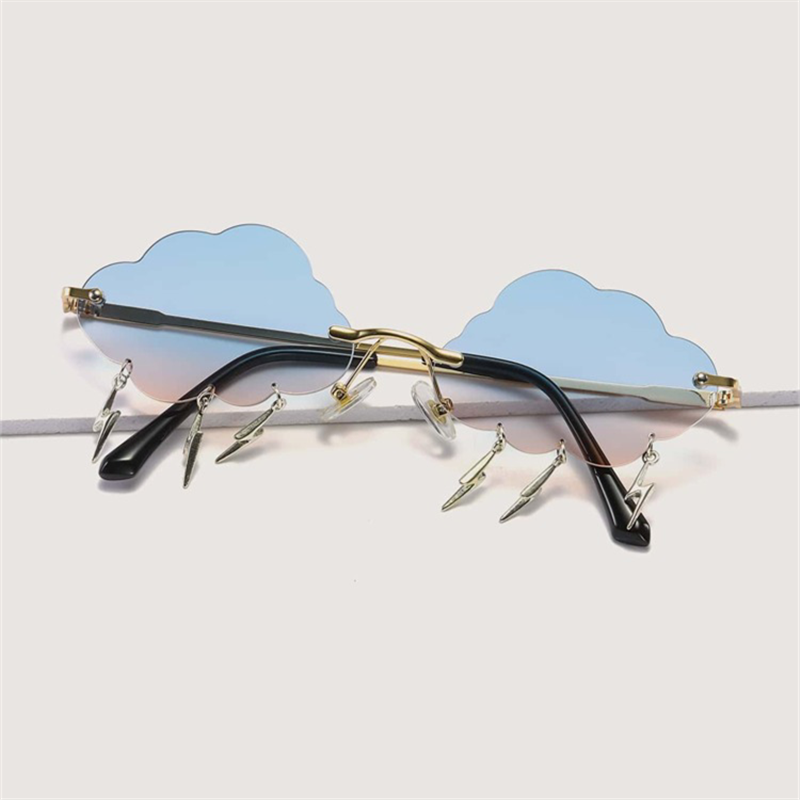 Fashion New Stylish Cloud Lightning Decorative Concave Shape Sunglasses | Street Shot TikTok Funny Sunglasses | Alo Trendy