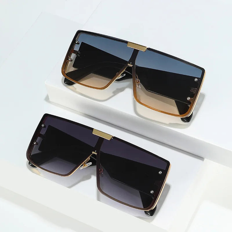 New Fashion Square Sunglasses for Men and Women | Gradient Lens Golden Frame | Luxury High-Quality Brand Designer Eyewear UV400 Protection