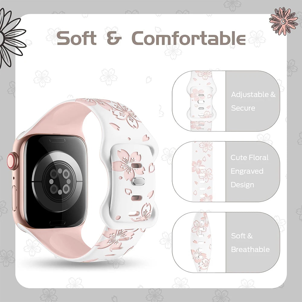 Soft Silicone Loop Strap for Apple Watch 40mm 41mm 42mm 44mm 45mm 49mm | Iwatch Series 6 5 4 SE 7 8 9 | Ultra2 Correa