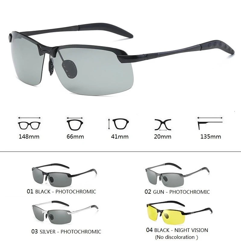 Photochromic Sunglasses Men Polarized Driving Chameleon Glasses | Male Change Color Sun Glasses | Day Night Vision Driver's Eyewear | Alo Trendy