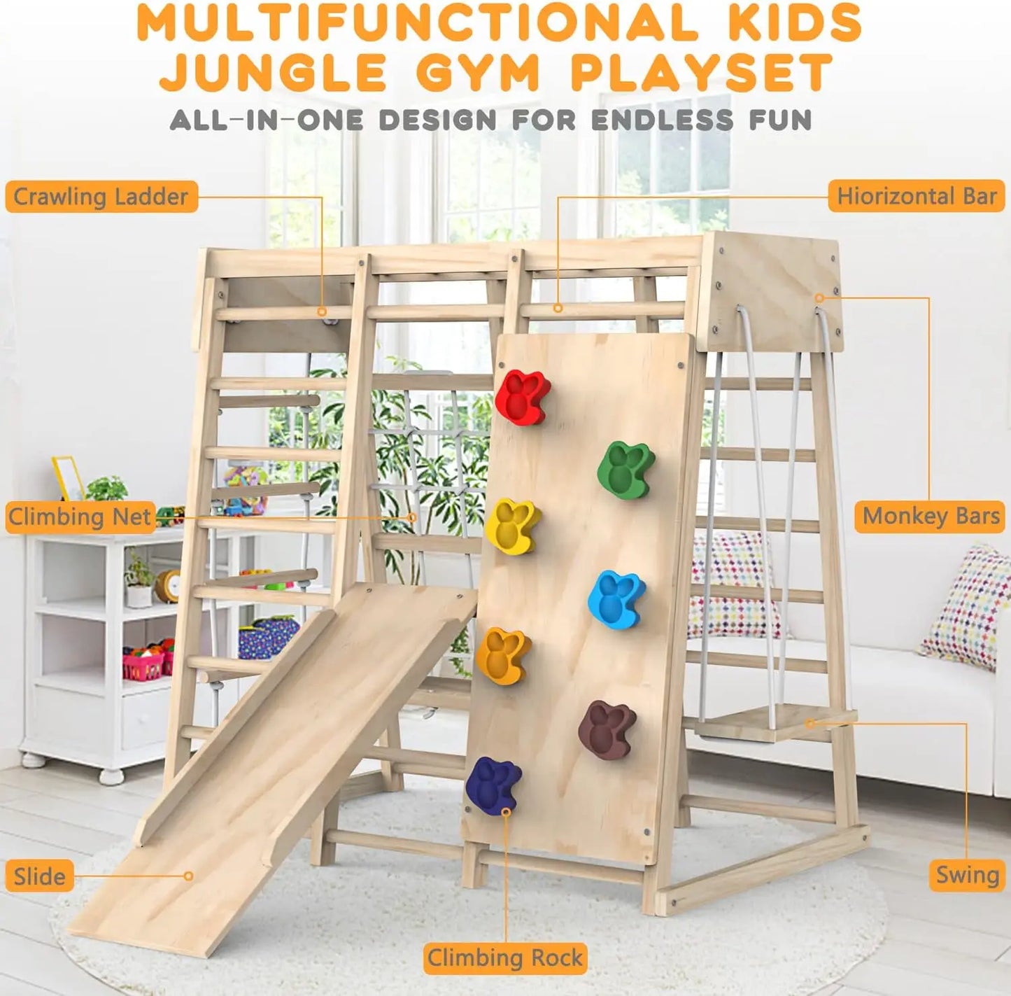 Jungle Gym Toddler Climbing Toys Indoor | Indoor Playground Climbing Playset with Slide & Climbing Rocks for Toddlers | Safe and Fun Climbing Adventure