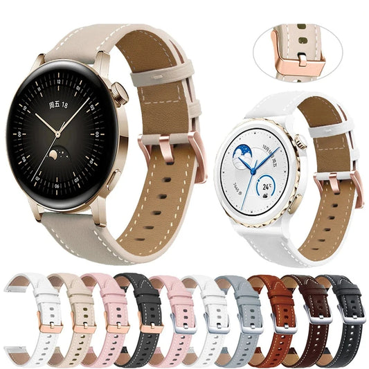 20mm Leather Watch Band For Huawei Watch GT 3/2 GT2 42mm GT3 Pro 43mm Strap | Women's Honor Magic 2 ES Smartwatch Wristband Bracelet | Premium Quality and Stylish Design