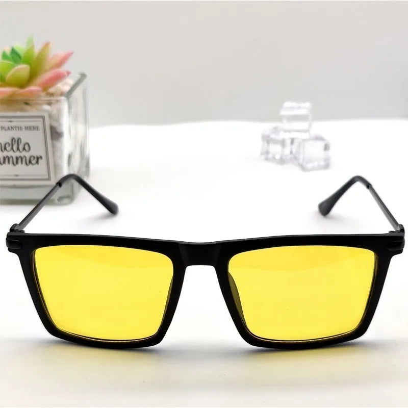 New Square Polarized Sunglasses for Men and Women | Night Vision Glasses with Yellow Lens | Anti-Glare Driving Sunglasses | UV400 Protective Eyewear