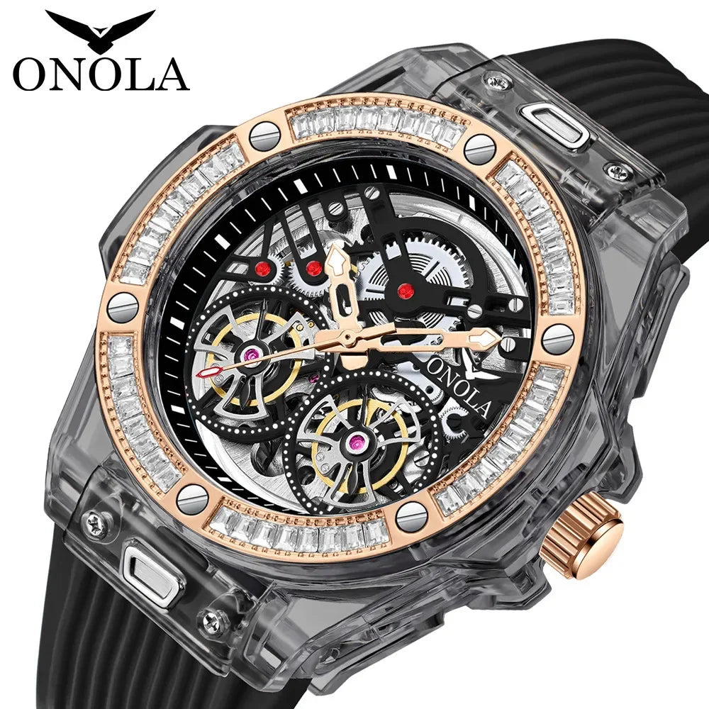 Fashion Diamond Fully Automatic Men's Watch | High Quality Hollow Tape Men's and Women's Watch Clocks | Luxury Timepieces with Intricate Design