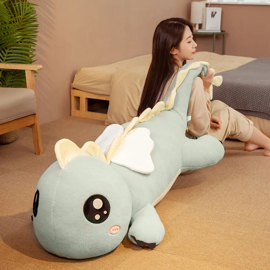 90-130cm Giant Cute Dinosaur with Wings Plush Cushion Sofa Toys | Soft Animal Pillow Stuffed Doll | Perfect Kids Girls Birthday Gift | Alo Trendy