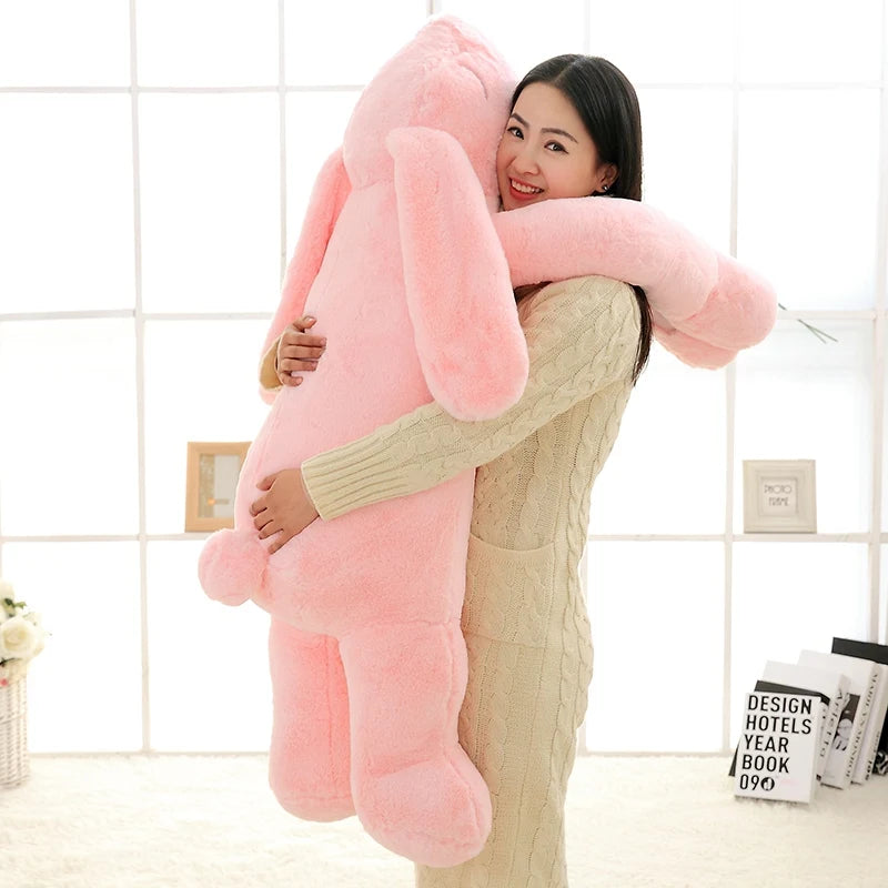 Giant Plush Bunny Toy 90cm-120cm | Soft Cartoon Big Long Ear Rabbit Hug Toy Cushion | Rabbit Stuffed Pillow for Girls