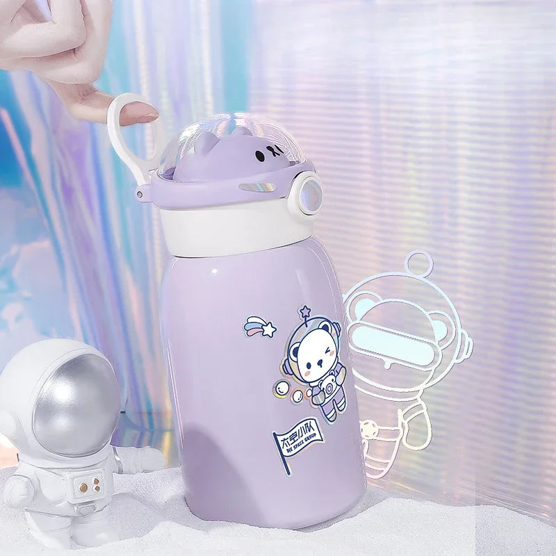 Children's Water Cup Stainless Steel Thermos Cup | Astronaut Female High-looking 500ml Cup Straw Cup Department Store | Alo Trendy