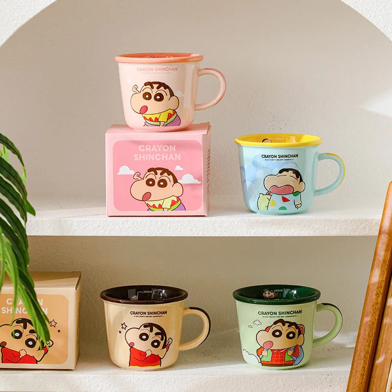 340ml Kawaii Crayon Shin-Chan Ceramic Cup Cartoon Student Breakfast Oatmeal Milk Mug Cute Water Drink Cups Toys Girls Gifts | Alo Trendy