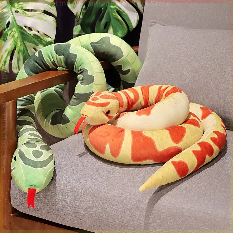 Simulation Cartoon Python Plush Toys | Long Pillow Stuffed Animal Realistic Snake | Giant Boa Halloween Decor | Fun Gifts for Kids and Boys