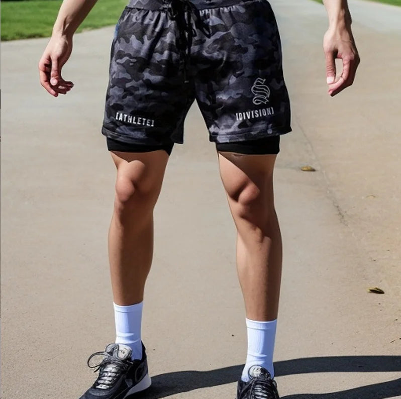 2 IN 1 Sport Running Casual Breathable Shorts for Men | Double-deck Jogging Quick Dry GYM Shorts | Fitness Workout Men's Shorts