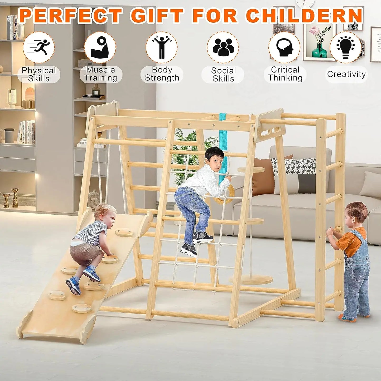 Toddler Climbing Toys | Indoor Playground Climbing Set for Toddlers | Montessori Style Playground with Slide for Backyard Fun