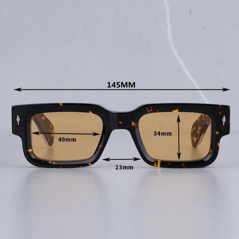 Fashion Sunglasses for Men | Thick Acetate UV400 Protection | Yellow Tortoise Frame