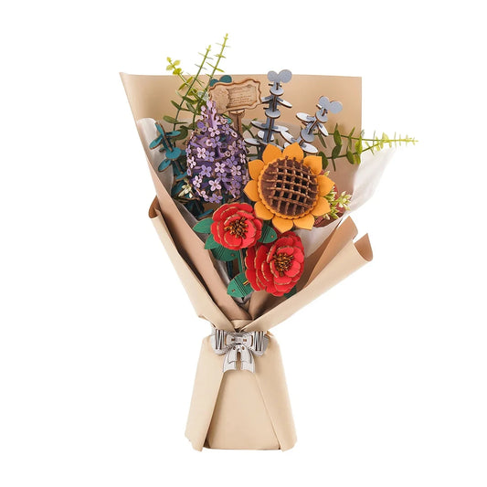 Robotime Rowood DIY Wooden Flower Bouquet | Beautiful Hand-Made Gifts | Eco-Friendly Materials | 3D Wooden Puzzle for Girlfriend Decor