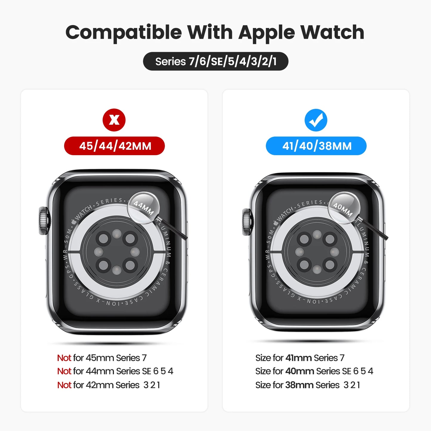 Clear Band + Case for Apple Watch Series 8, 7, 6, SE, 5, 3, 2 | Soft Transparent Silicone Strap for iWatch | Available in 40mm, 44mm, 42mm, 41mm, 45mm, 38mm