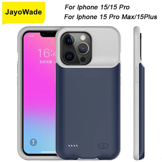 10000mAh Power Case for iPhone 15 Pro Max/15 Plus | Portable Battery Charger Case | High-Capacity Power Bank for iPhone 15 Series