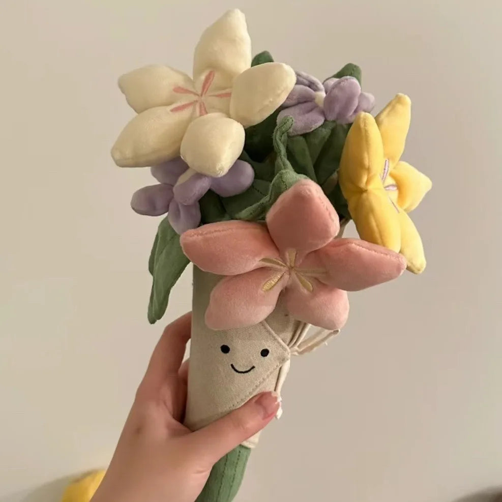 Cute Bouquet Plush Toy | Stuffed Lifelike Holding Flower Soft Doll | Wedding Bouquet Gift | Home Decoration Kids Toys