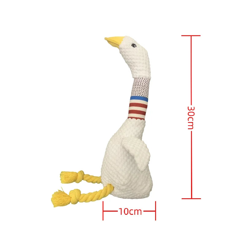 New Pet Dog Plush Sound Toy | White Geese Coarse Grain Velvet | Bite Resistant Long Necked Duck Toy | Interactive Dog Supplies