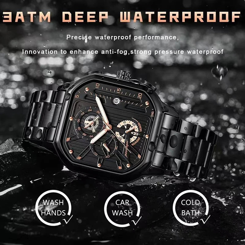 Top Brand Luxury Men’s Watch | Waterproof Quartz Chronograph Sport Wristwatch with Luminous Display and Date Function