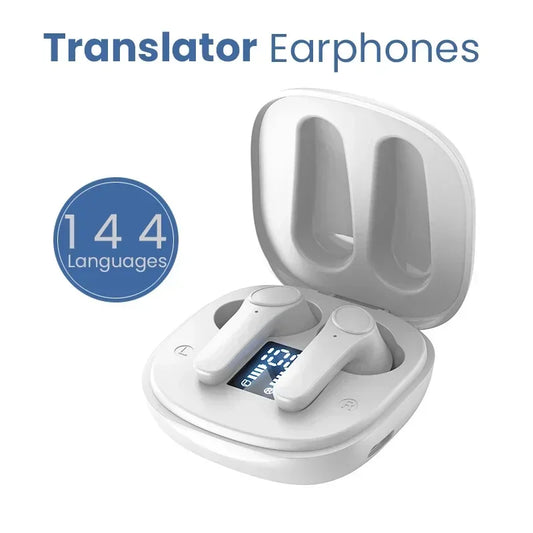 Translation Headphones | Real-Time Bluetooth Earbuds Translator for 144 Languages | Simultaneous Business Interpretation Earphones