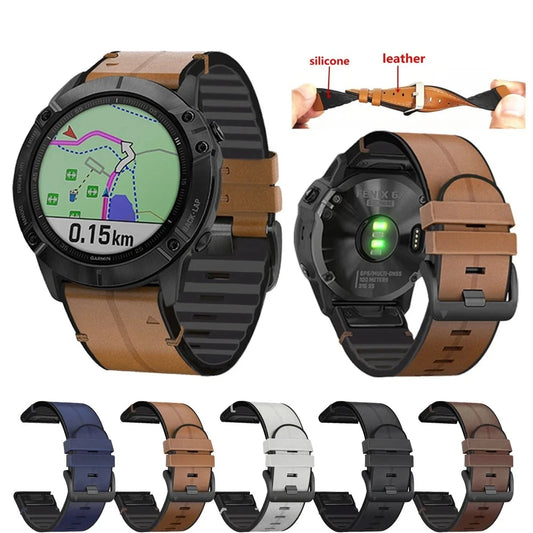 Garmin Fenix 6 6X Pro Sapphire GPS 7 7X 5 5X Plus Strap | Quick Release Leather Silicone Watch Band | Watchbands Bracelet Correa