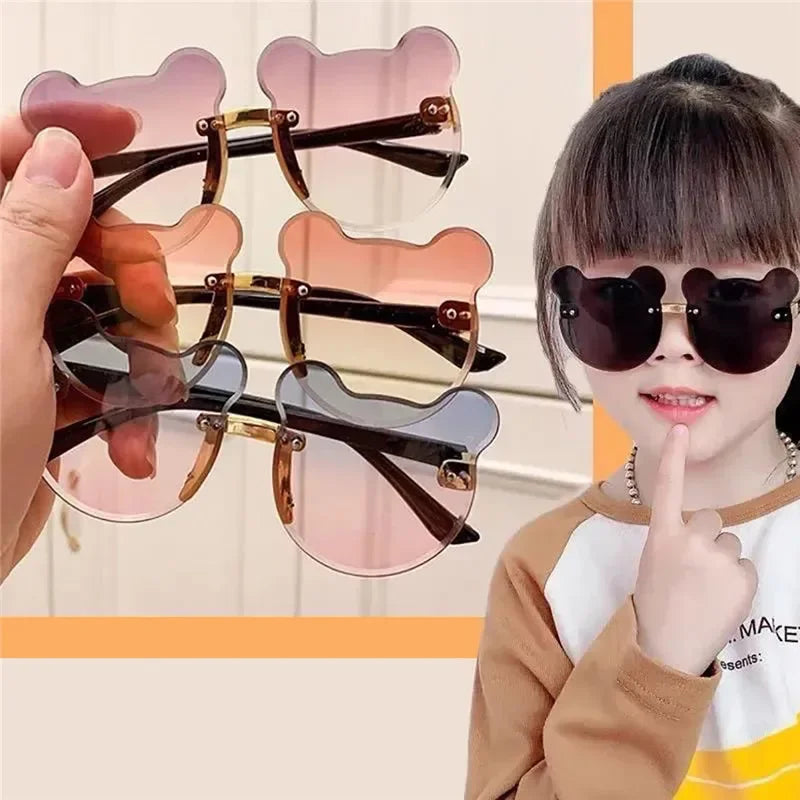 Kids Sun Sunglasses | Bear Shape Children Glasses | Trendy Girls Cartoon Eyeglasses | Shades Driver Anti-Glare Boys Cartoon Sunglasses