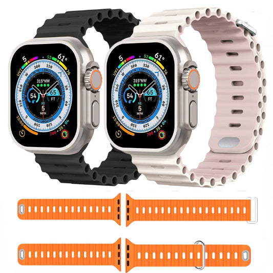 Ocean Silicone Strap for Apple Watch Band | Ultra2 Design | Bracelet Wristband for Apple Watch Series 6, 5, 4, SE, 3 | 44mm, 40mm, 42mm, 38mm Sizes