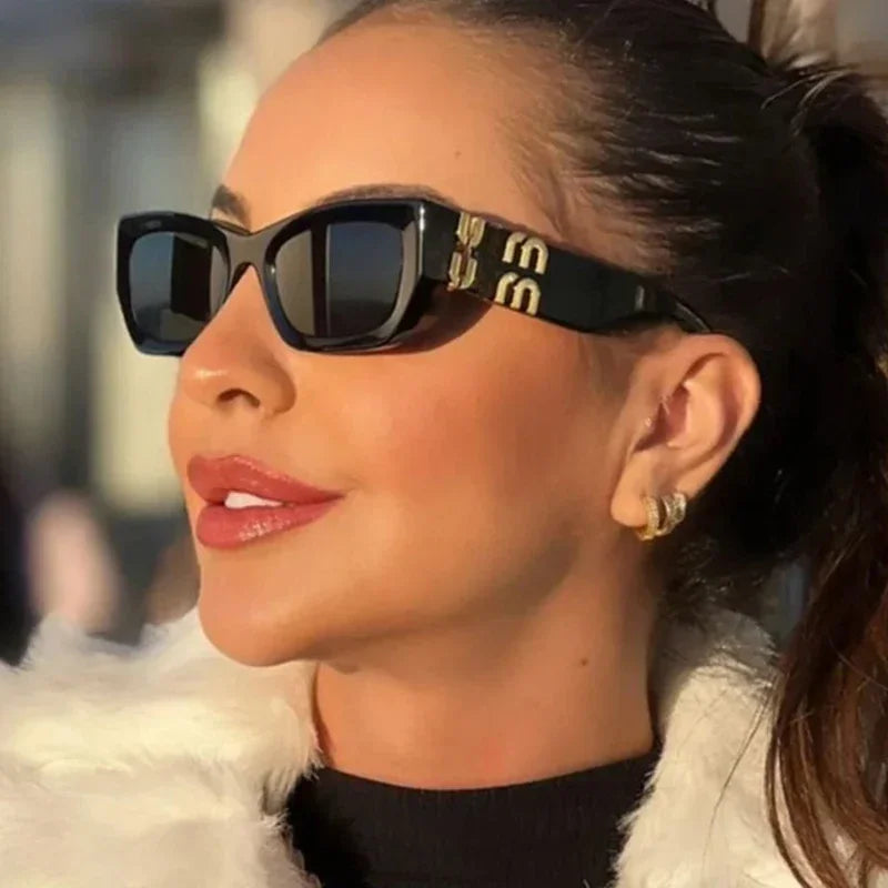 Fashion Rectangle Sunglasses for Women | Trendy Cat Eye Luxury Brand Designer Shades | Stylish Female Eyewear