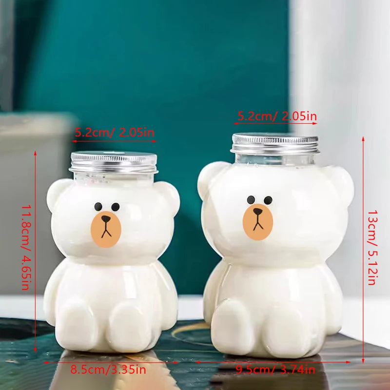 Kawaii Small Bear Water Bottles for Milk, Tea, Coffee, Juice | Portable Drinking Cup | Home Transparent Juicing Beverage Drink Bottle | Alo Trendy