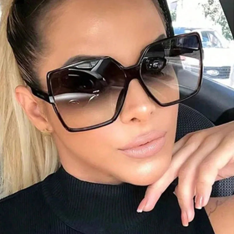 Oversize Square Sunglasses for Women | Retro Fashion Luxury Brand Personality Gradient Black Sunglasses | Female Outdoor Shades | Oculos