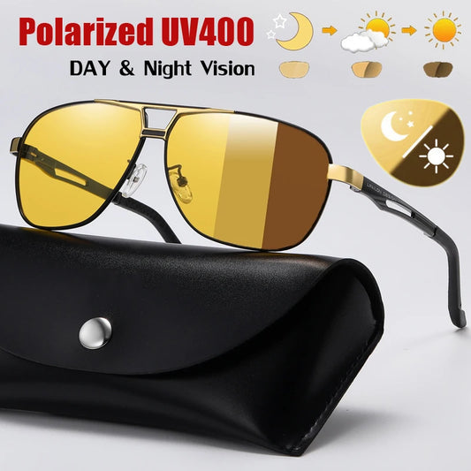 2 In 1 Photochromic Night Vision Polarized Sunglasses | Outdoor Chameleon Day and Night UV400 Lens | Men's Driving Sunglasses | Alo Trendy