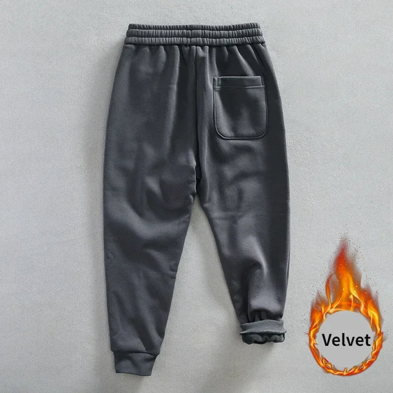 Winter New Casual Velvet Pants for Men | Cotton Drawstring Sweatpants with Large Pockets | Streetwear Sports Trousers