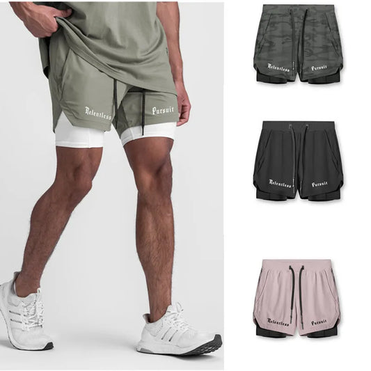 New Running Shorts Men with Lined | Summer Quick Dry Sport Gym Shorts | Men 2 in 1 Fitness Training Workout Sports Shorts | Male