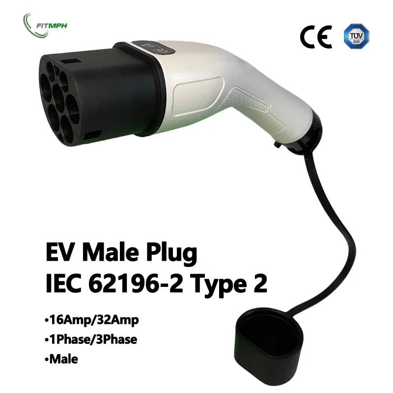 FITMPH Type 2 EVs Male EV Charger Plug | Connect to EV Charging Station | 3 Phase 32A IEC 62196-2 EV Charger Connector | Alo Trendy