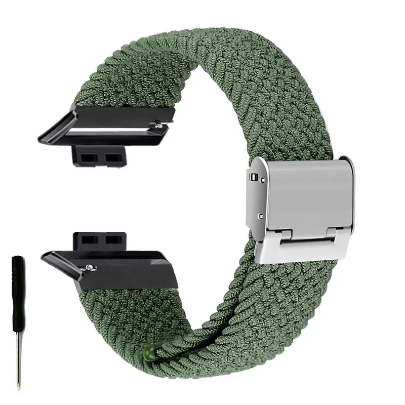 Nylon Braided Watch Strap for Huawei Watch Fit 2 | Elastic Loop Adjustable Band Bracelet with Metal Connector | Alo Trendy