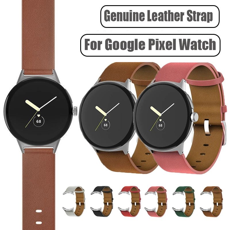 Genuine Leather Strap for Google Pixel Watch 2 | No Gaps Band Accessories | Vintage Bracelet Strap with Stainless Steel Buckle | Watchband