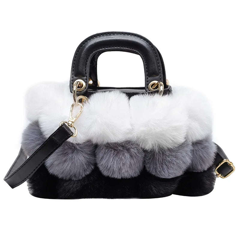 Winter Handbag Women Luxury Faux Fur Hand Bags Soft Plush Bags For Women 2024 Crossbody Totes Ladys Luxury Clutches Purse