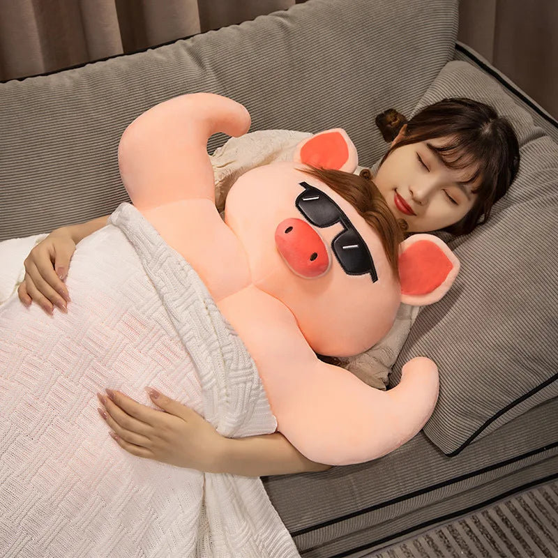 Simulation Funny Muscle Pig Wear Sunglasses Sleeping Accompany Pillow Boyfriend Plushie Throw Pillow Anime Soft Toys for Girls | Alo Trendy