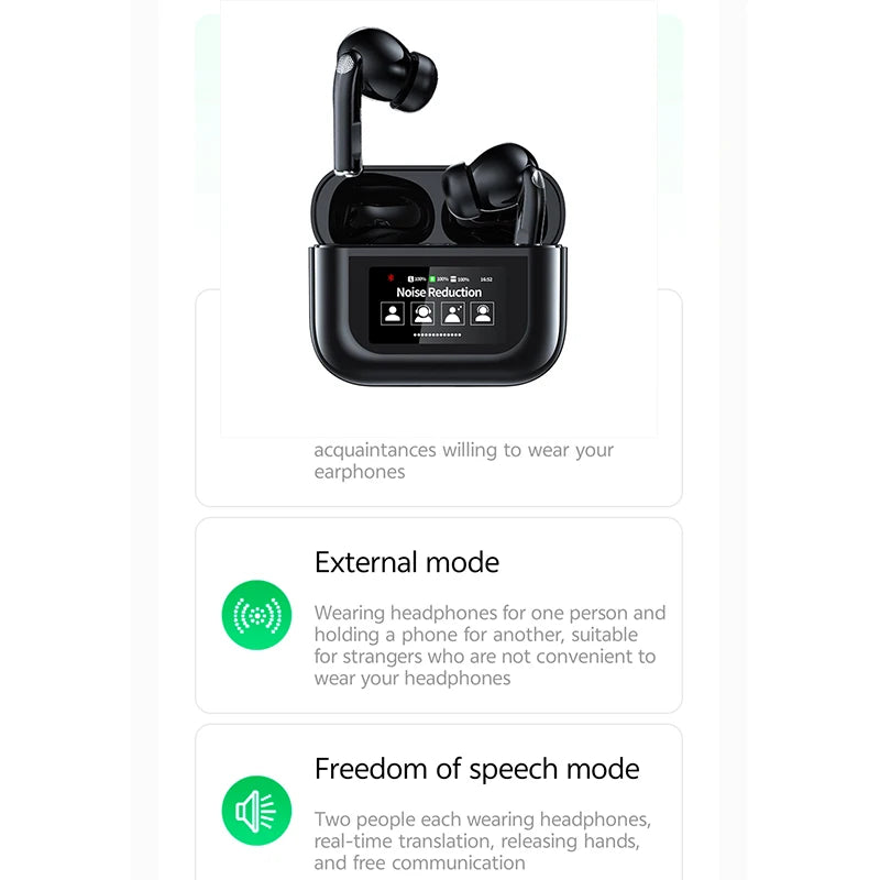 Wireless Bluetooth translation earphones for binaural noise reduction and conduction translation earphones for simultaneous tran