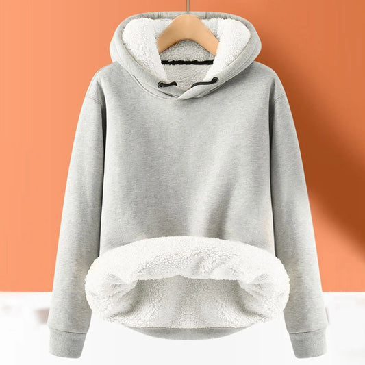 Women's Pink Fleece Sweatshirt | Soft Thicken Warm Hoodies for Autumn & Winter | Casual Long Sleeve Hooded Pullover Jackets