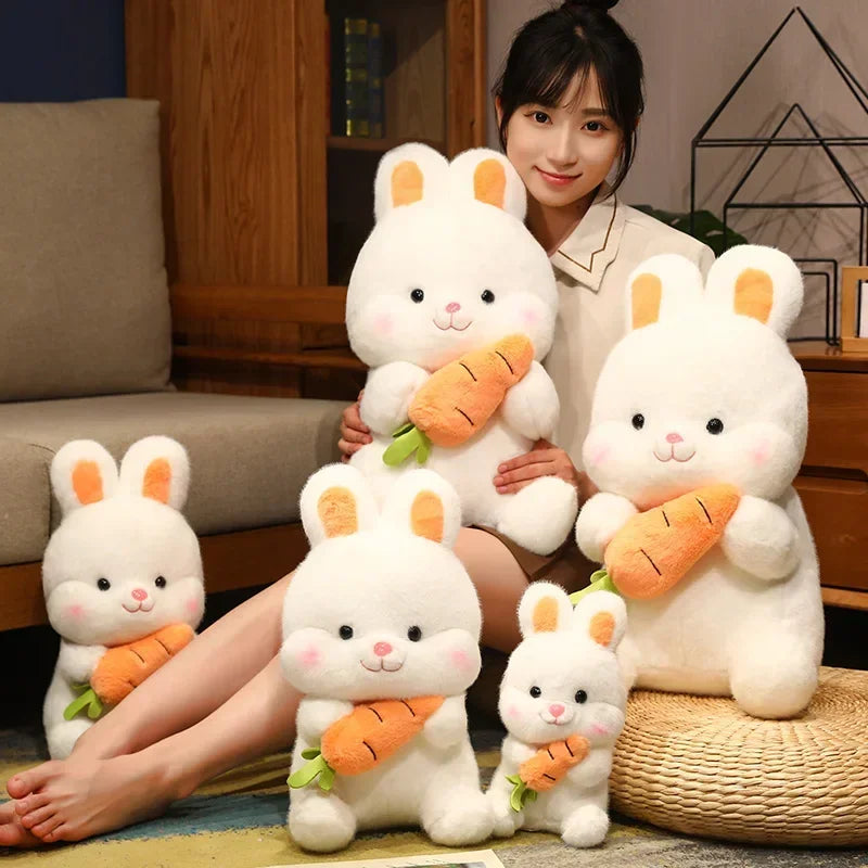 Kawaii Carrot Rabbit Plush Toys | Adorable Bunny Dolls | Stuffed Pillow | Soft Animal Cushion | Girls Kids Birthday Christmas Gifts