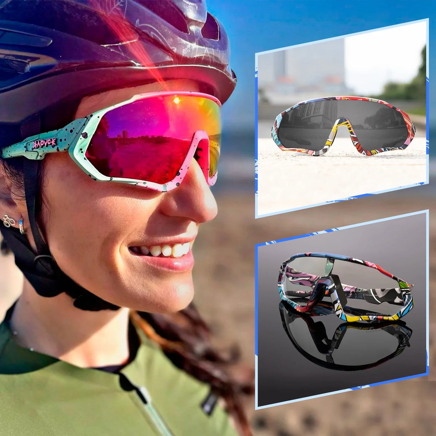 Photochromic Cycling Glasses for Men | Bike Sunglasses with UV400 Protection | Sports Goggles for MTB Bicycle Eyewear | Riding Protection