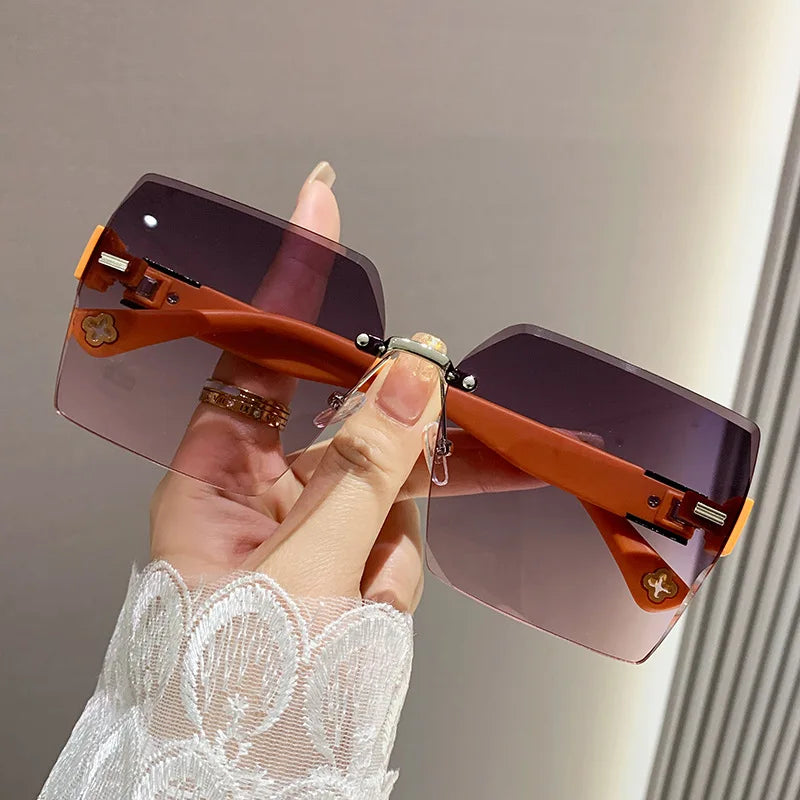 New Frameless Square Sunglasses | Summer Women's Leisure Street Shooting Sun Glasses | Fashion Sunshade Eyewear with UV400 Protection