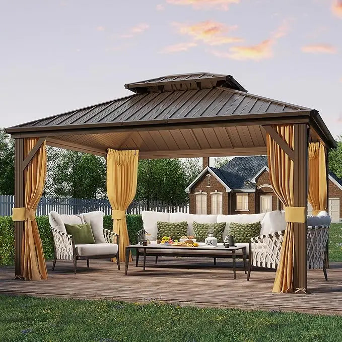 12' x 18' Hardtop Gazebo | Galvanized Steel Double Roof with Aluminum Frame | Outdoor Gazebo for Garden and Patio