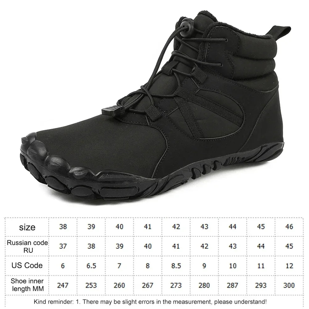 Men’s Winter Snow Boots | Non-Slip Casual Barefoot Running Sneakers with Warm Fur & Waterproof High Top Design